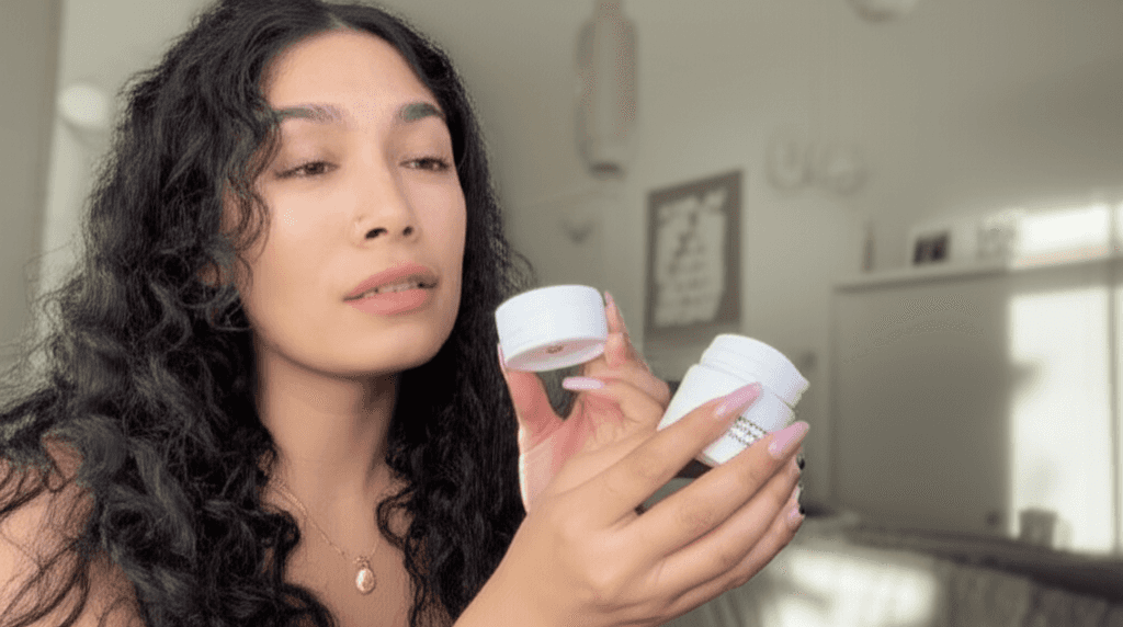 A customer sharing their product experience on camera